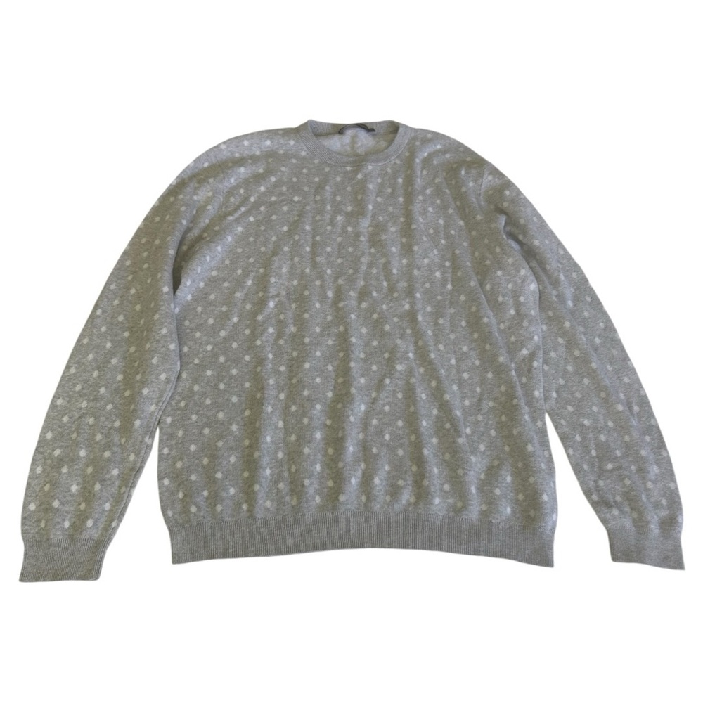French connection gray sweater white polka dots long sleeve crew neck